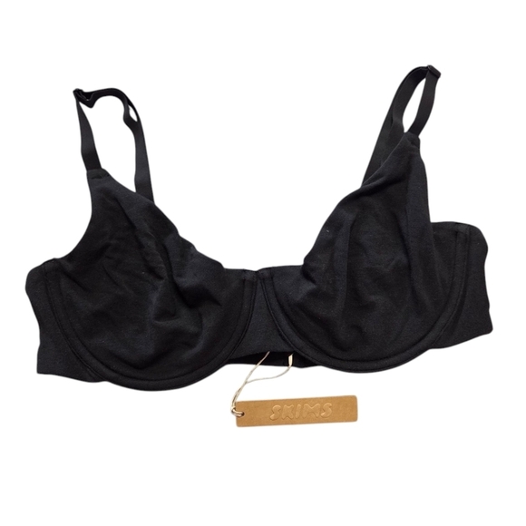 Skims Cotton Jersey Underwire T Shirt BRA Soot Black 34DDD NWT - Picture 1 of 3